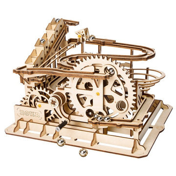 Marble Run DIY Waterwheel Wooden Model Building Block Kits Assembly Toy Gift for Children Adult