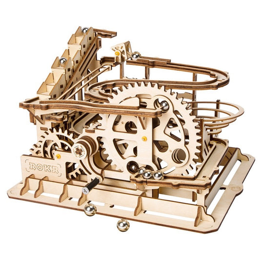 Marble Run DIY Waterwheel Wooden Model Building Block Kits Assembly Toy