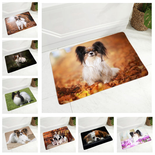 Cute Spain Papillon Dog Doormat Decor Pet Animal Floor Door Mat