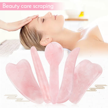 Tabla de piedra Gua Sha de jade de cuarzo rosa natural, raspador de Gua Sha para masaje facial, herramienta de masaje facial de jade para rostro, cuello, espalda y cuerpo.