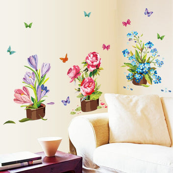 Garden Potted Plant Bonsai Flower Wall Stickers