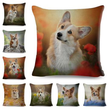 Cute Welsh Corgi Pembroke Pillowcase Decor Lovely Pet Dog Animal Printed Cushion Cover
