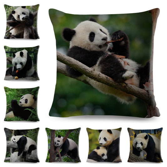 Chinese Cute Panda Pillowcase Decor Lovely Wild Animal Printed Cushion Cover