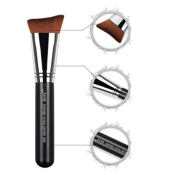 Pincel Maquillaje Iluminador de Rostro Kit de Belleza Herramienta Cosmética Precisión Contorno Polvo Crema