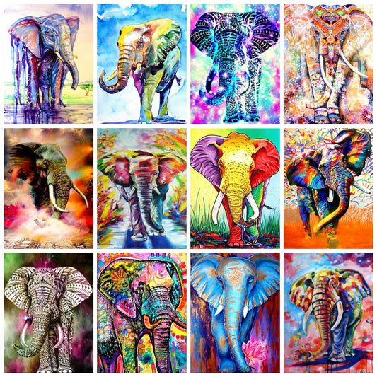 5D DIY Diamond Painting Elephant Living Room Decor Colorful Animal Wall Posters