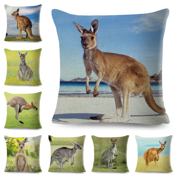 Australian Kangaroo Cushion Cover Wild Animal Decor Pillow Case