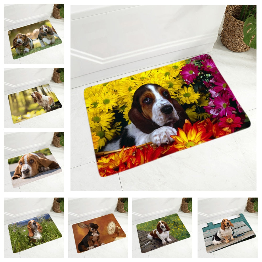 Cute Pet Basset Hound Dog Floor Door Mat Decor Pet Animal Doormat