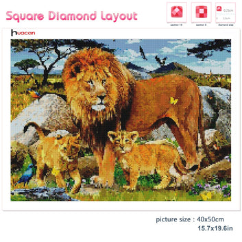 5D DIY Diamond Painting Lion Animal Diamond Art Embroidery Sunset Mosaic