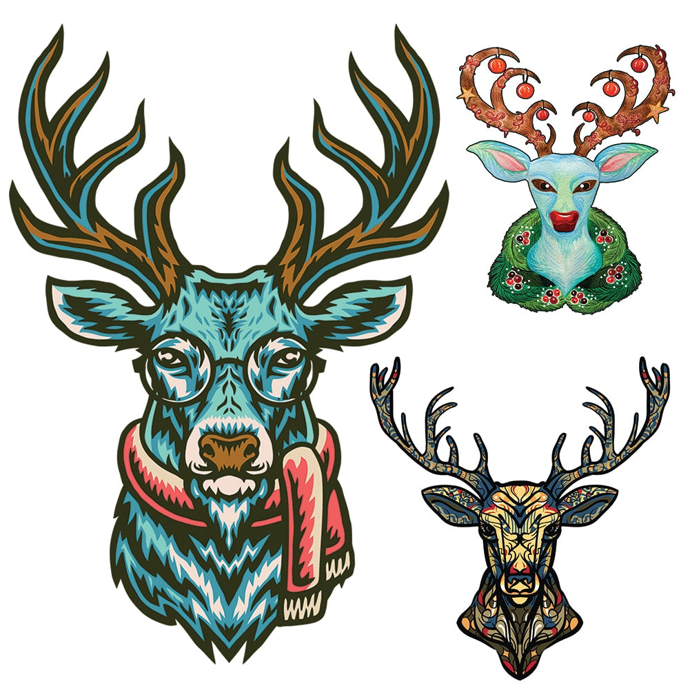 Unique Deer 3D Wooden Puzzle Adult Kids Jigsaw Puzzles Animal Puzzles Children Christmas Gifts Toys