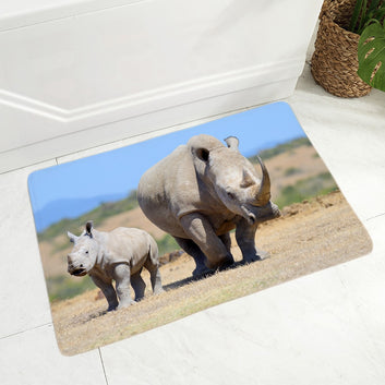 Africa Wild Rhinoceros Doormat for Hallway Decor Animal Floor Door Mat