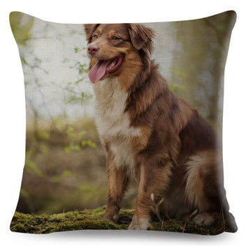 Cute Pet Animal Cushion Cover Australian Shepherd Dog Printed Pillow Case