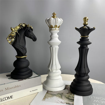 Chess Pieces Figurines for Interior Decor Office Living Room Home Decoration Accessories Modern Chessmen Ornament