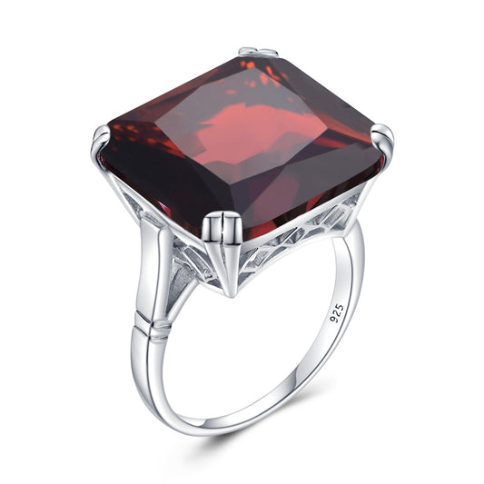 Garnet Gemstone 925 Sterling Silver Hiphop Chunky Ring