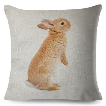 Bonita funda de almohada con diseño de conejo, adorable funda de cojín con estampado de animal doméstico.