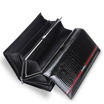 Genuine Leather Female Fashion Purse Ladies Large Capacity Cowhide Clutch Card Holders Women Wallet Zipper