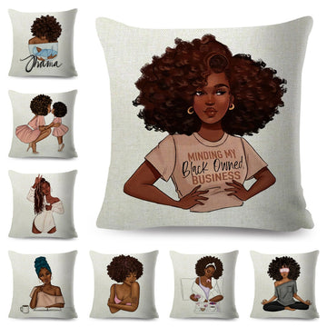 African Women Cushion Cover Decor Fashion Black Super Mama Pillow Case