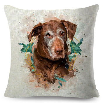 Watercolor Cute Dog Cushion Cover Decor Lovely Pet Animal Pillow Case