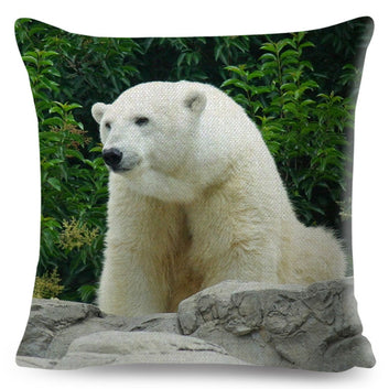 Brave Polar Bear Cushion Cover Decor Cute Wild Animal Pillow Case