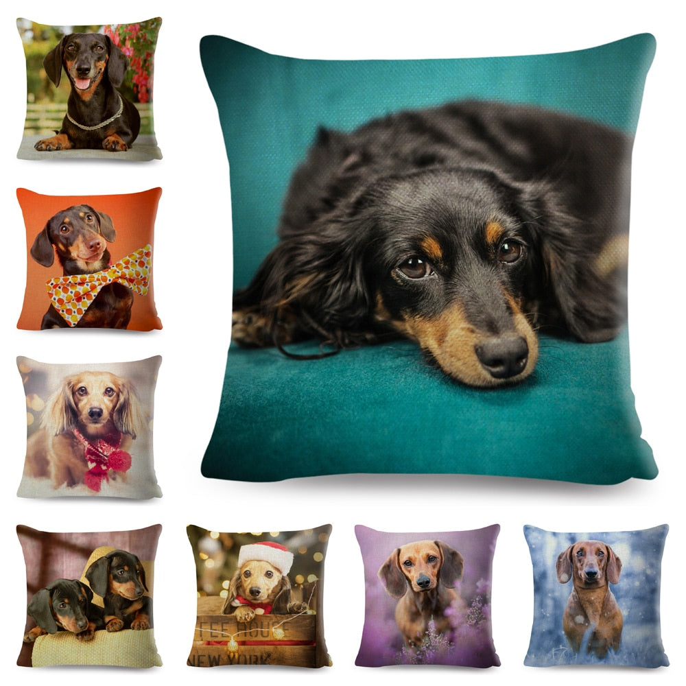 Mini Dachshund Dog Cushion Cover Decor Pet Animal Pillow Case