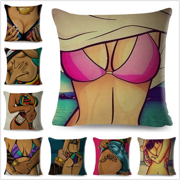 Pop Style Bikini Lady Pillow Case Decor Cartoon Sexy Girl Cushion Cover