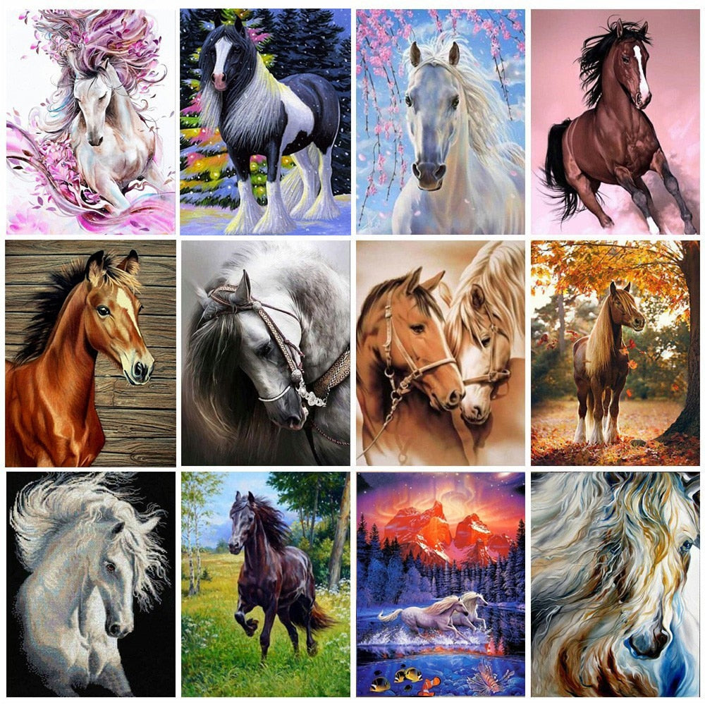 Diamond Embroidery Animal Cross Stitch DIY Diamond Painting Horse Diamond Mosaic Rhinestones Home Decor