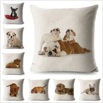 Cute Dog Cushion Cover Decorative French Bulldog Animals Pillow Case