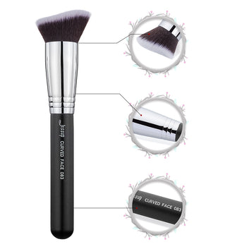 Pincel de maquillaje, base, herramienta de belleza, pelo sintético suave, contorno, colorete, difuminado, libre de crueldad animal.