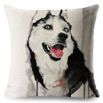 Watercolor Pet Dog Cat Cushion Cover Decor Colorful Cartoon Animals Pillow Case