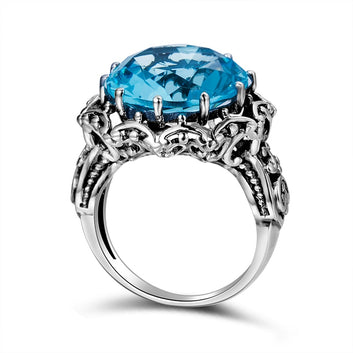 Anillo de sello grande de moda en plata de ley 925