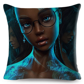 Funda de almohada con diseño de chica tatuada súper sexy, decoración gótica oscura para mujer.