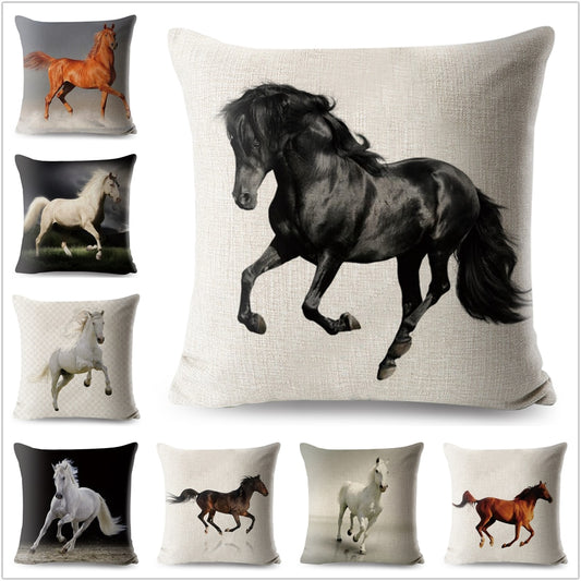 Running Horse Cushion Cover Decor Wild Animals Pillow Case