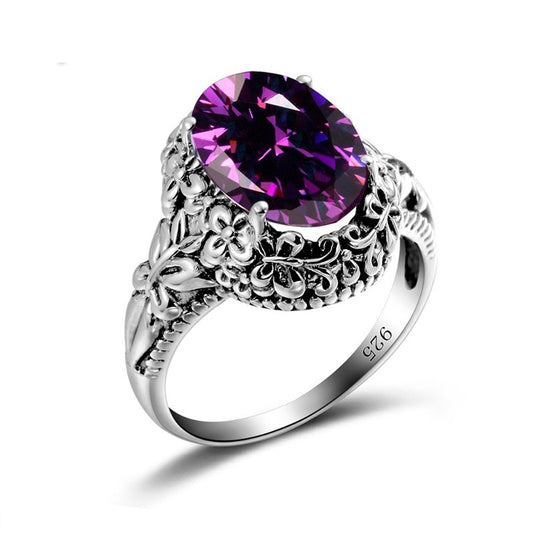 Anillo Victoria con mariposa en plata de ley 925, estilo étnico antiguo de Rock