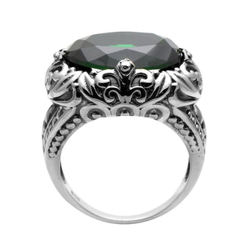 Custom Green Stone Emerald 925 Sterling Silver Ring