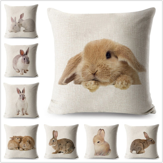 Preciosa funda de cojín de conejito decorativa, linda funda de almohada de conejo