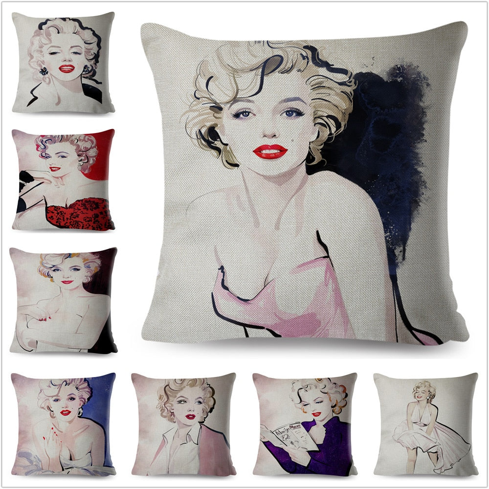 Simple Colorful Cartoon Sexy Girl Super Star Pillow Case Polyester Decor Cushion Cover