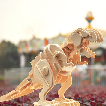 DIY 3D Walking T-rex Wooden Puzzle Game Assembly Sound Control Dinosaur Toy