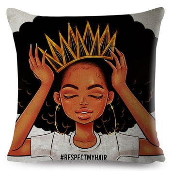 Funda de almohada Super Mamá, decoración de moda, dama negra, niña, funda de cojín