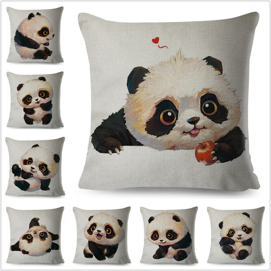 Bonita funda de almohada con diseño de panda de dibujos animados