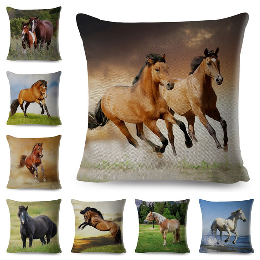 Wild Horse Cushion Cover Decor Animal Print Pillow Case