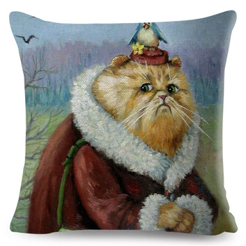 Funda de almohada con diseño de gato súper acuarela, decoración de animales de dibujos animados