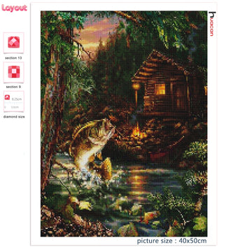 DIY Fish Diamond Painting Kit Home Decor Cross Stitch Mosaic