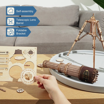Telescopic Monocular Telescope Wooden Model Building Kits Assembly Toy