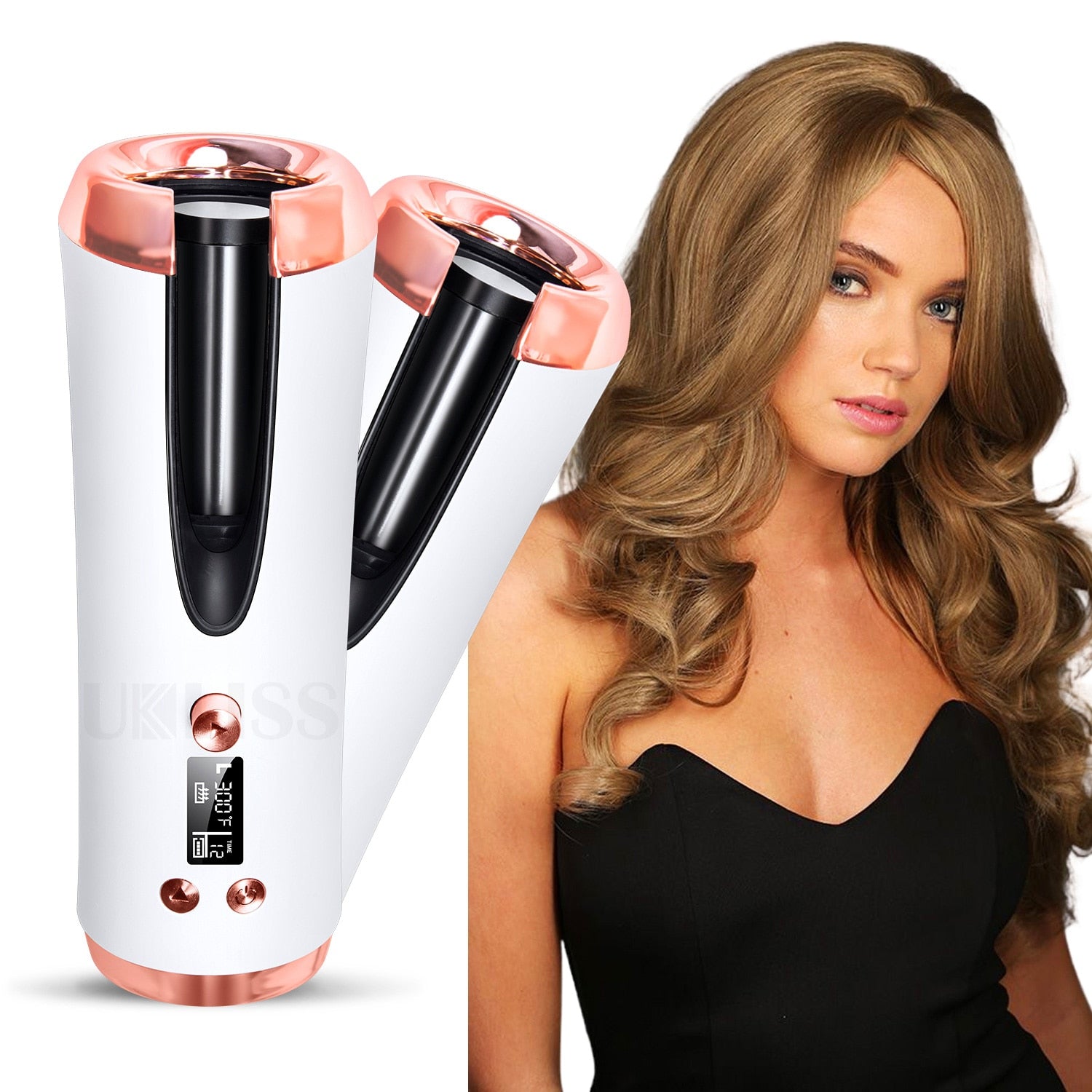 Automatic Curling Iron Hair Curler Corrugation for Hair USB Rechargeable LCD Display Portable Hair Styler Hair Waver Styling