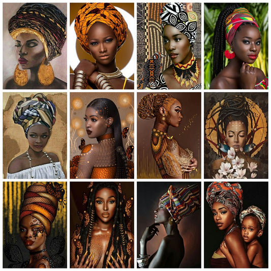 5d Diy Diamond Painting Woman African Full Square Mosaic Embroidery Portrait Cross Stitch Home Decor Diamond Art