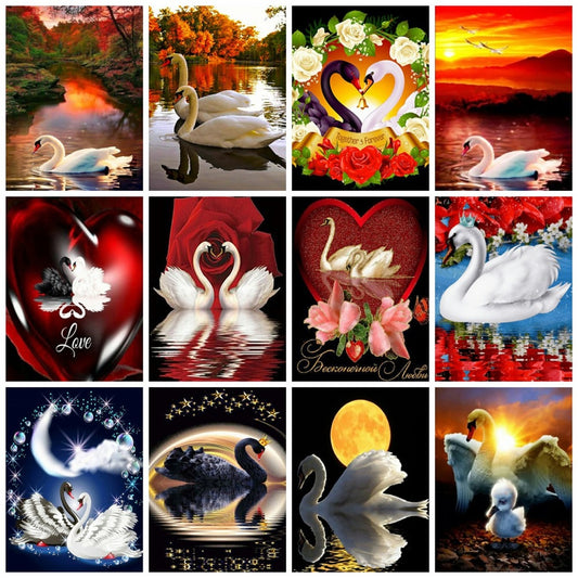 5d Diy Diamond Painting Diamond Painting Mosaic Swan Rose Diamond Embroidery Animal Flower Scenery Home Decor