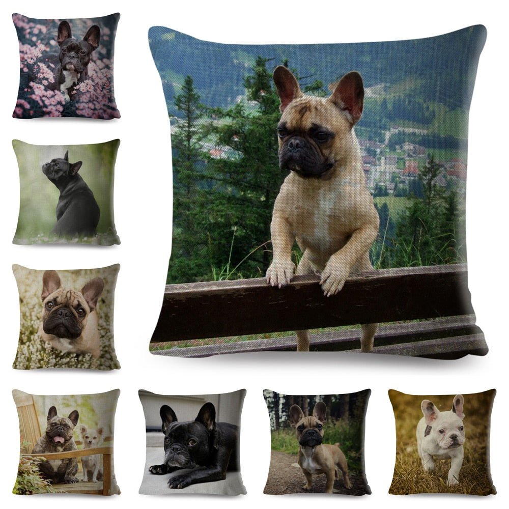 MINI French Bulldog Pillow Case Decor Cute Pet Animal Dog Printed Cushion Cover