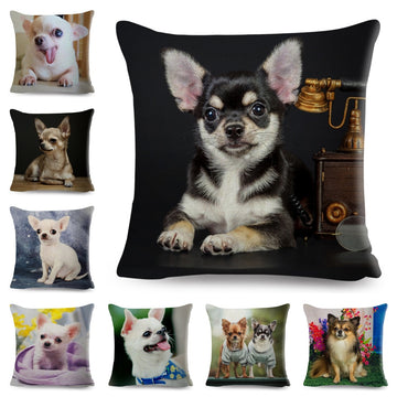 Cute Little Dog Chihuahua Cushion Cover Decor Lovely Pet Animal Pillow Case