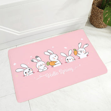 Cute Cartoon Rabbit Doormat Decor Happy Holiday Floor Door Mat