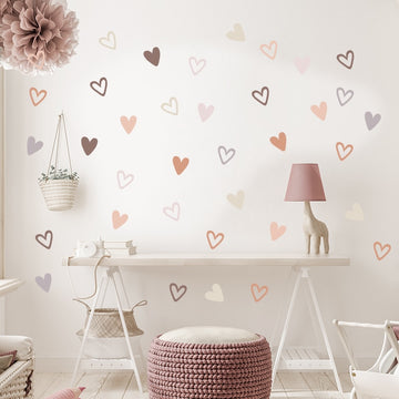 36pcs Heart Shape Trendy Boho Style Wall Stickers