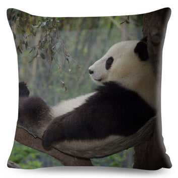 Funda de almohada con diseño de panda chino, adorable funda de cojín con estampado de animales salvajes.